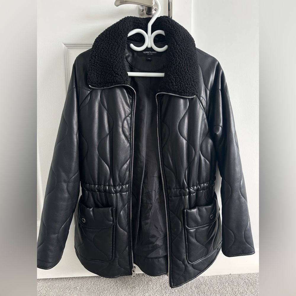 Kenneth Cole Black Faux Leather Jacket